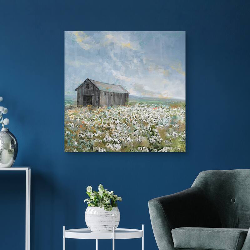 Barn with White Poppies by Studio Arts Canvas Art Print