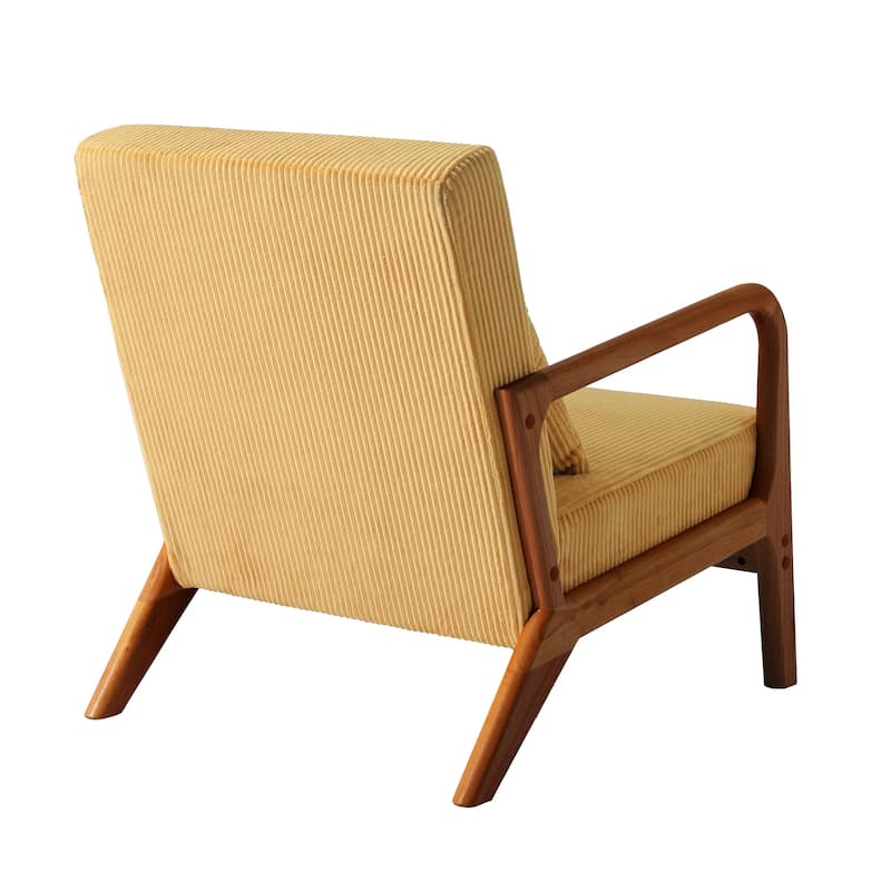 Modern Corduroy Upholstered Accent Chair with Wood Legs Set of 2