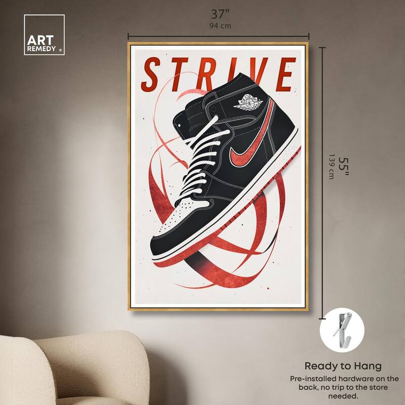 Red Ribbon Sneaker Canvas by Art Remedy