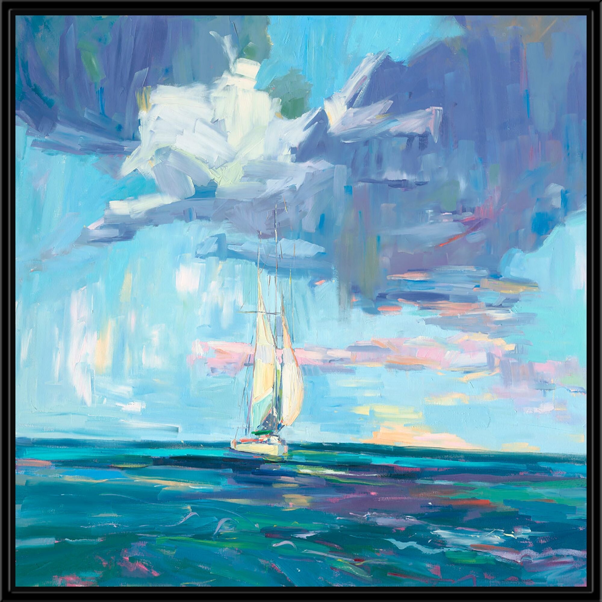 Shop 40 X 40 White And Blue Sky Delight Square Framed Canvas Wall Art Decoration Free Shipping Today Overstock 28687249