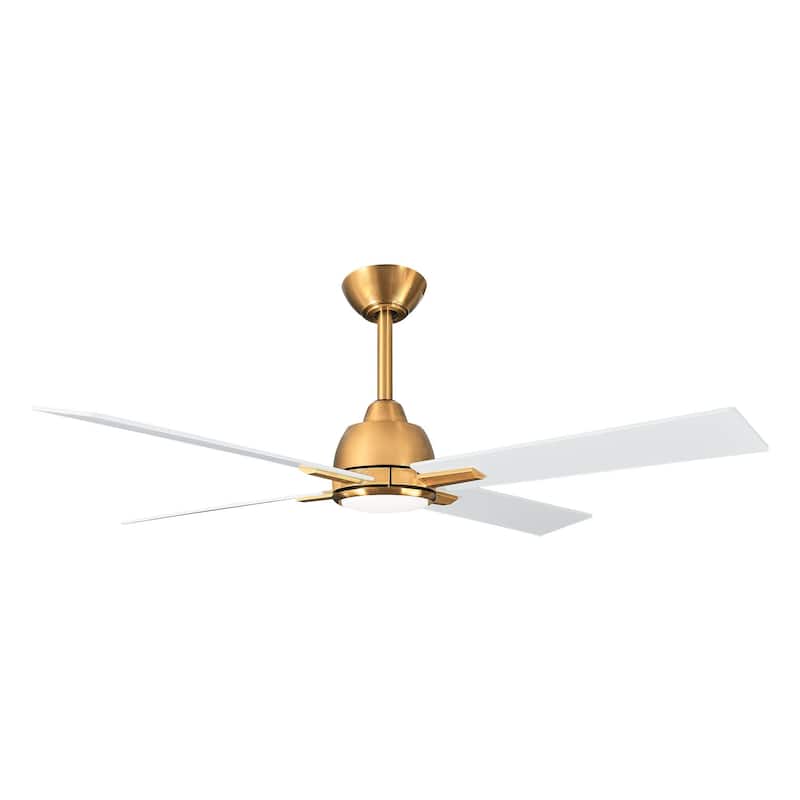 48" 4-Blade Modern White and Gold Ceiling Fan with Light