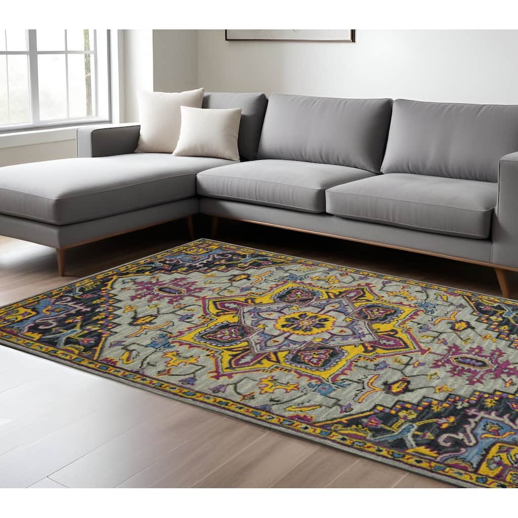 HomeRoots Medallion Bohemian Rectangle Area Rug