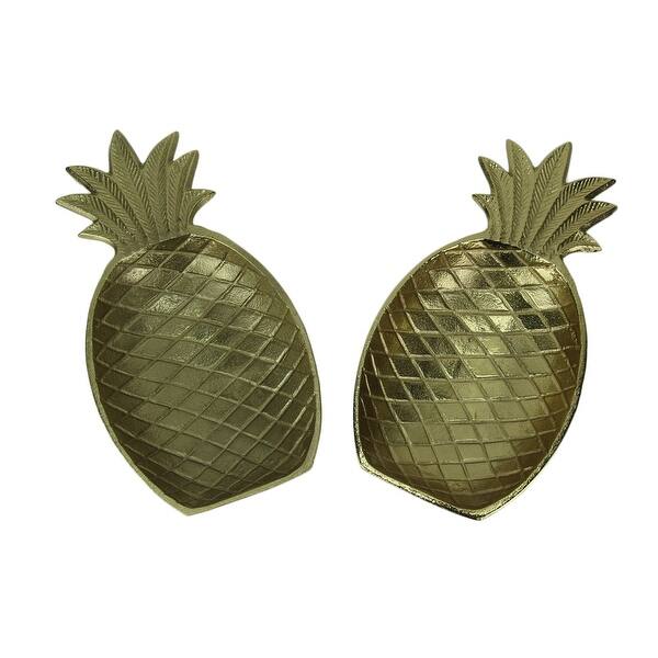 Golden Pineapple Decorative Metal Tray Set of 2 - 1.5 X 12 ...
