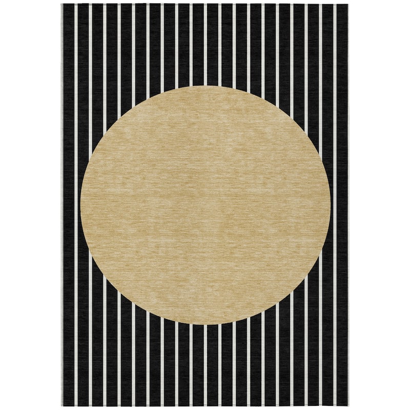 Machine Washable Indoor/ Outdoor Modern Sunrise Chantille Rug