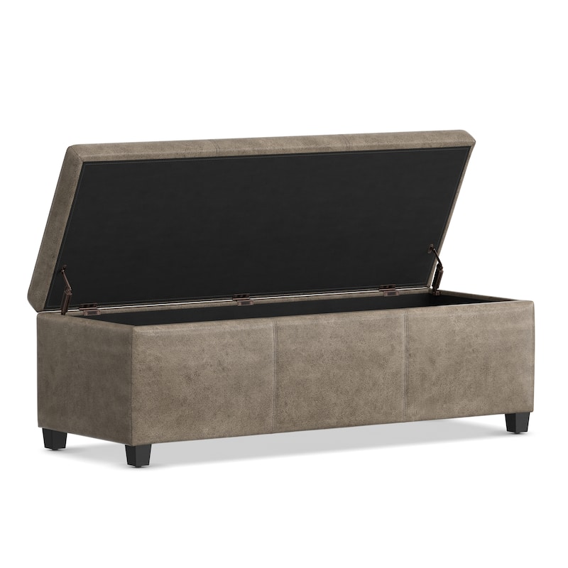 WYNDENHALL Franklin 48-in. Wide Contemporary Rectangular Storage Ottoman