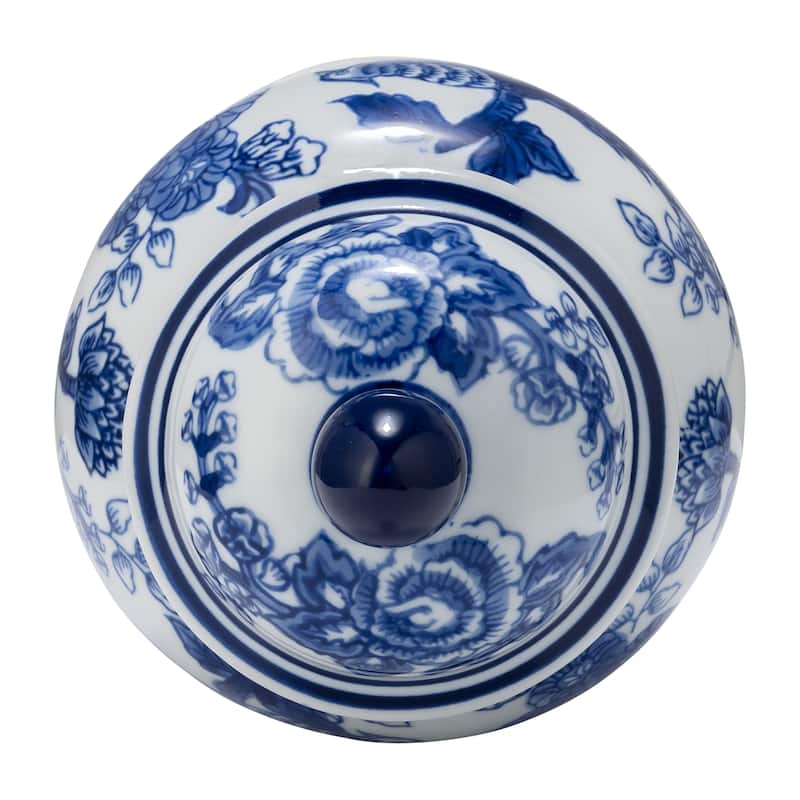 Sagebrook Home Ceramic Chinoiserie Ginger Jar with Lid