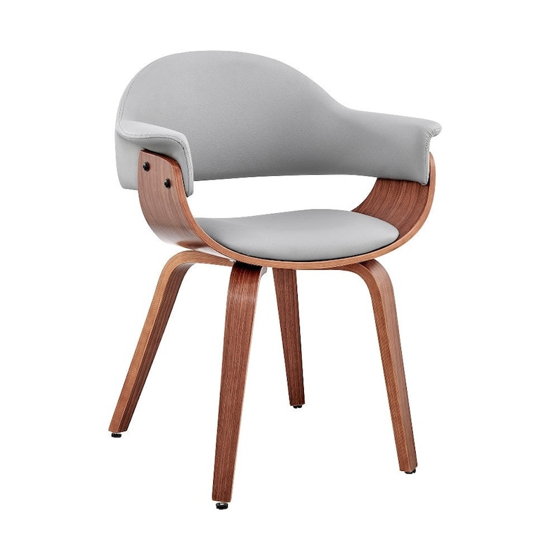Leatherette Dining Chair with Curved Seat - 19 L x 25 W x 30 H - Gray and Brown