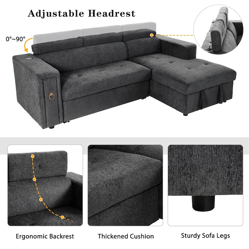 96" Multi-Functional Pull-Out Sofa Bed