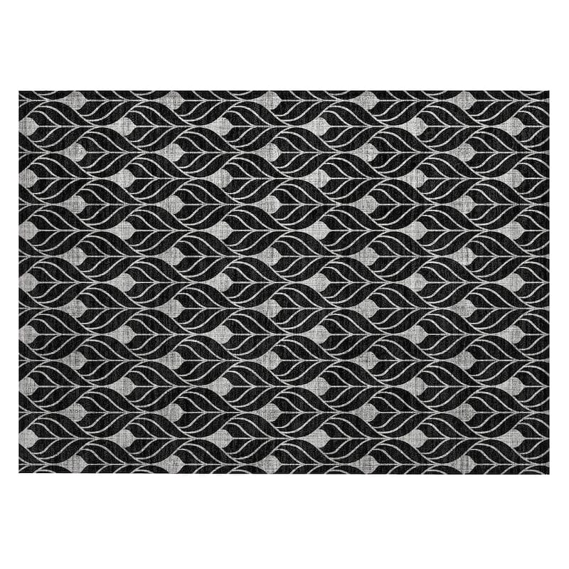 Machine Washable Indoor/ Outdoor Chantille Geo Teardrop Rug
