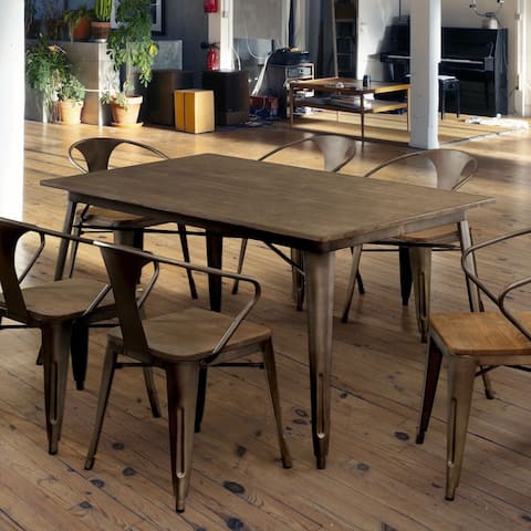 Furniture of America Rish Industrial Brown 60-inch Metal Dining Table