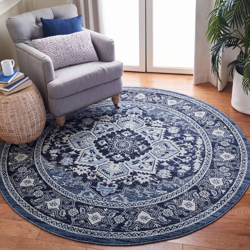 SAFAVIEH Charleston Morgann Medallion Rug - 6'7" Round - Navy/Blue