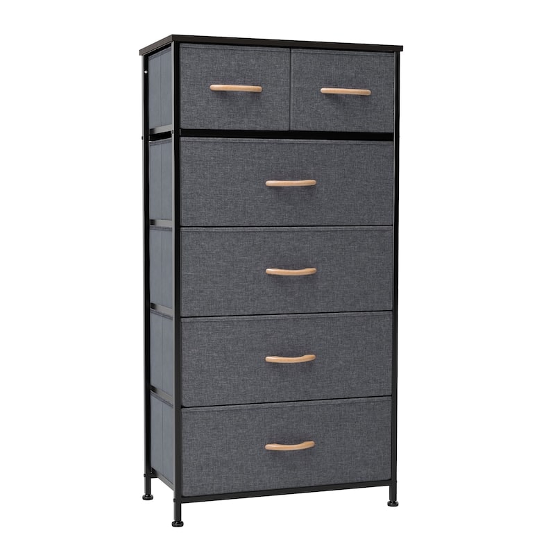 6-drawer Chest Vertical Dresser Storage Tower by Crestlive Products - Grey - 6-drawer