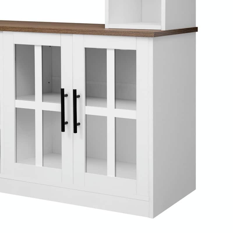 95.5" Wide Wall Unit Entertainment Center with Electric Fireplace and Bookshelves for TVs up to 80"