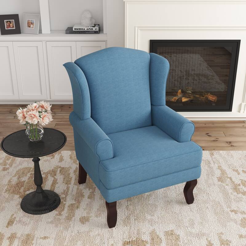 Elegant Living Room Wing Back Arm Chair Upholstered Accent Chair