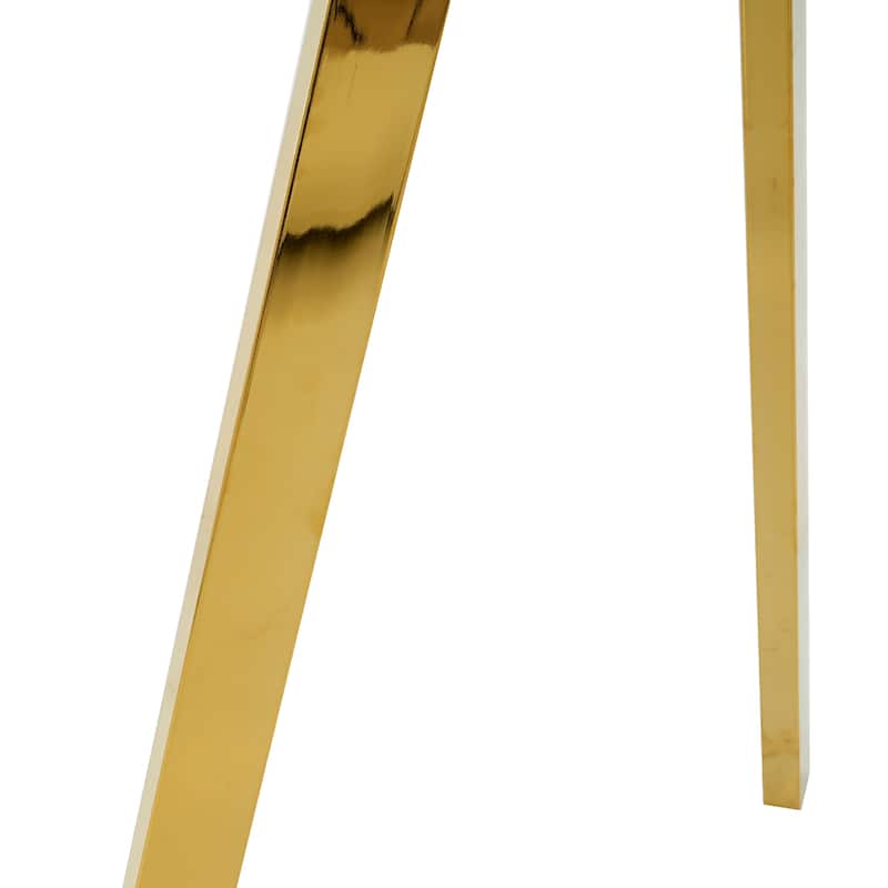 Modern Kitchen Glass dining table ROUND Tempered Glass 31.5" BAR Table top,Clear BAR Table Metal Legs,Gold-plated legs (