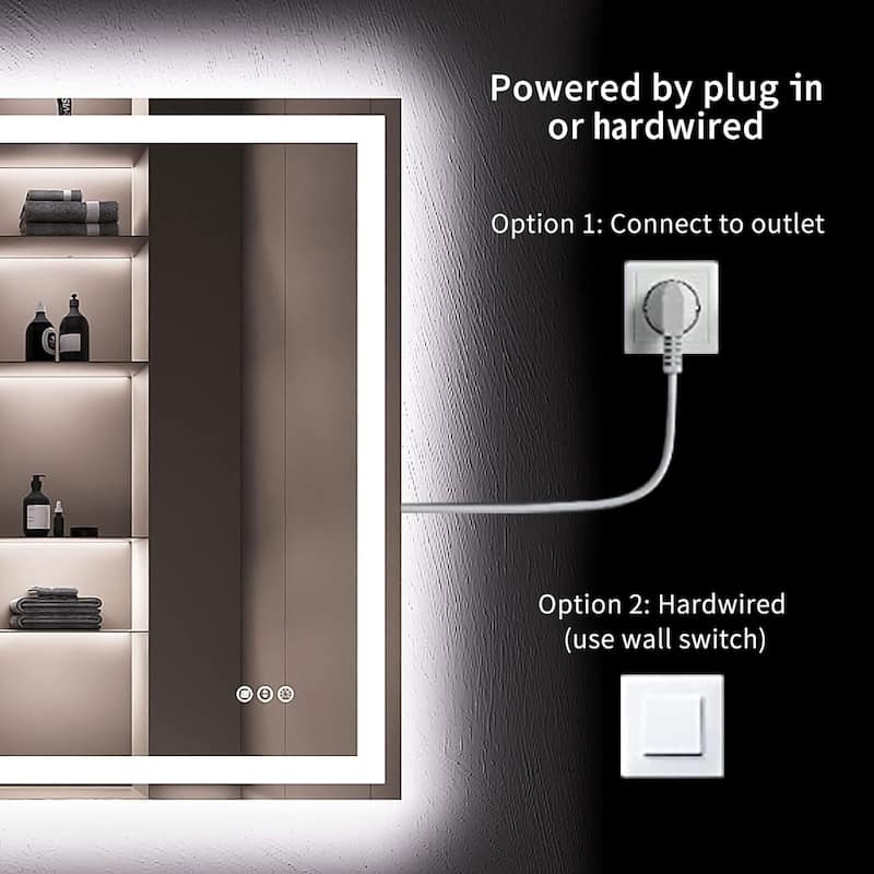 36x36 Inch Frameless LED Bathroom Mirror,Smart Mirror - White
