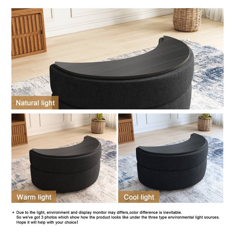 Moon Crescent Storage Upholstered Ottoman