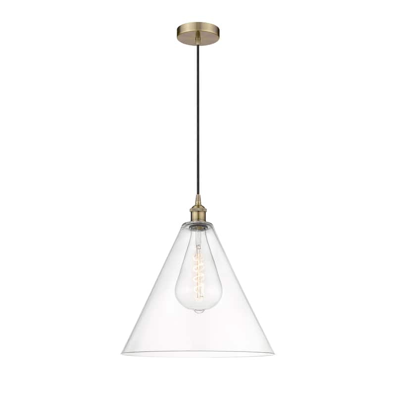Innovations Lighting Berkshire - 1 Light 16" Cord Hung Mini Pendant - Antique Brass/Clear