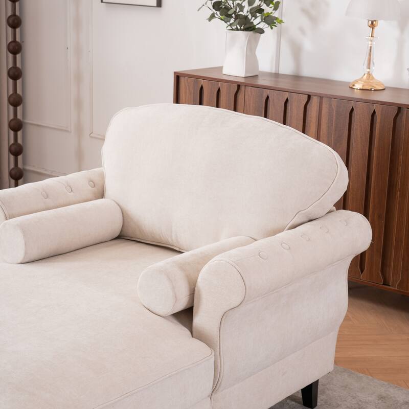 Oversized Chaise Lounge Indoor,Chenille Single Sofa Bed with Wide Seat,Upholstered Lazy Sleeper Armchair,Reading Couch Set