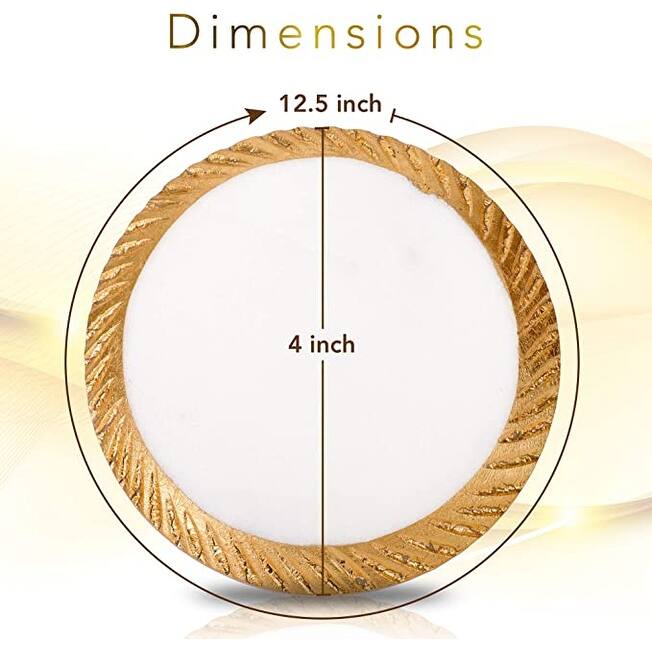 Round Marble Coasters with Gold Edge - 4"D