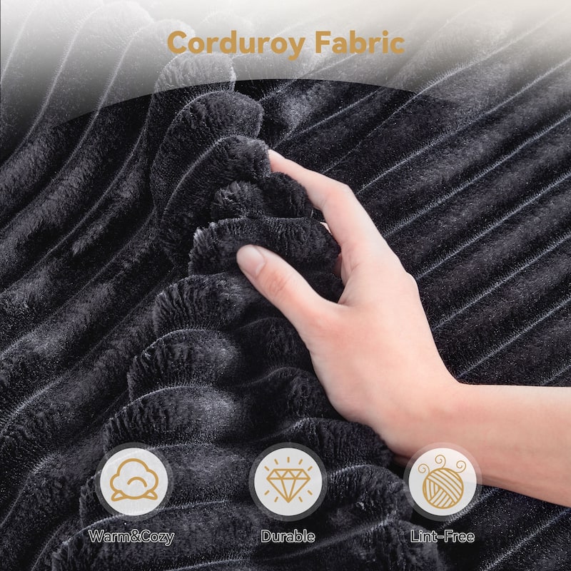 HOOOWOOO Modular Plush Corduroy Sofa Couch with Ottoman for Living Room