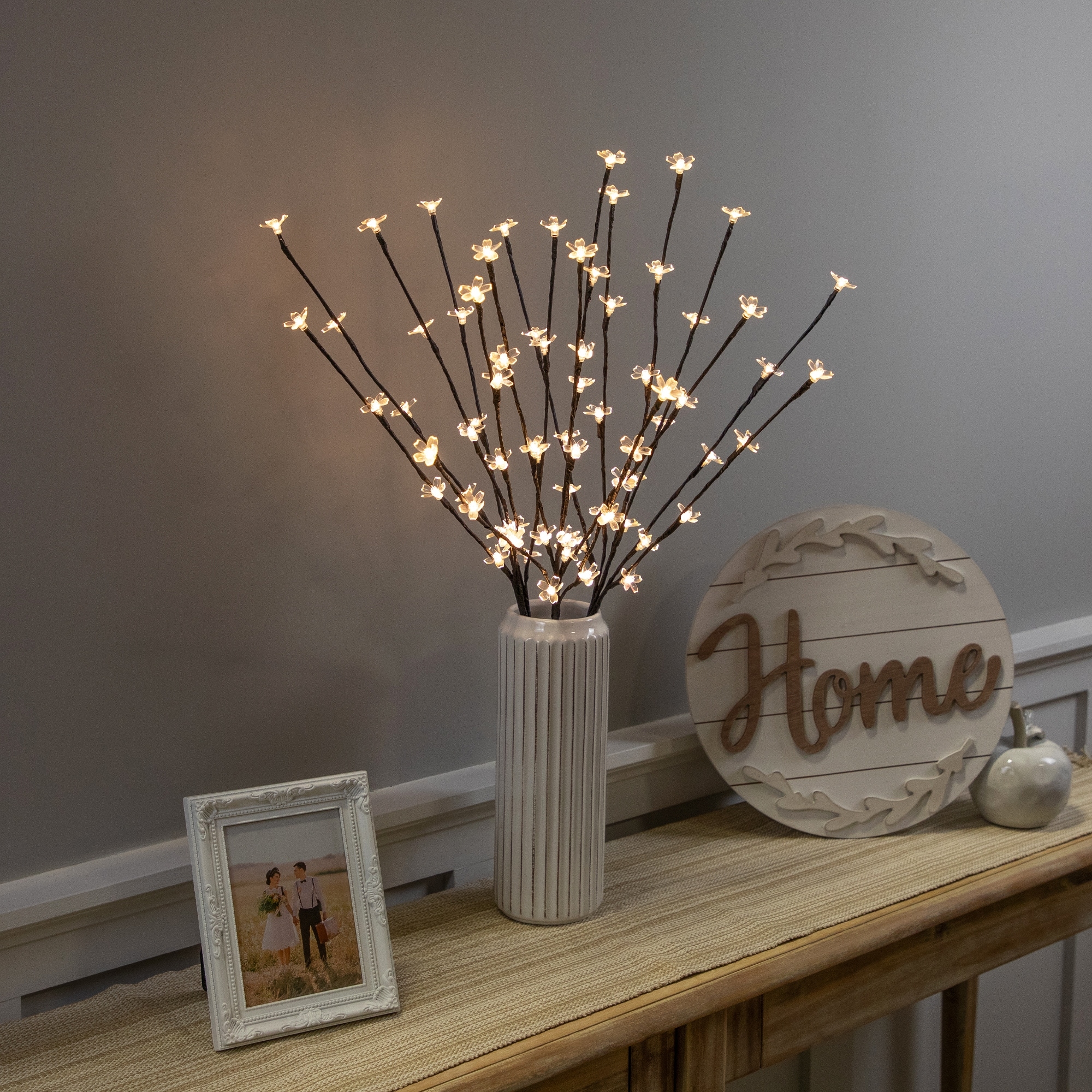 3 Cherry Blossom Artificial Tree Branches 2.5' Warm White LED Lights