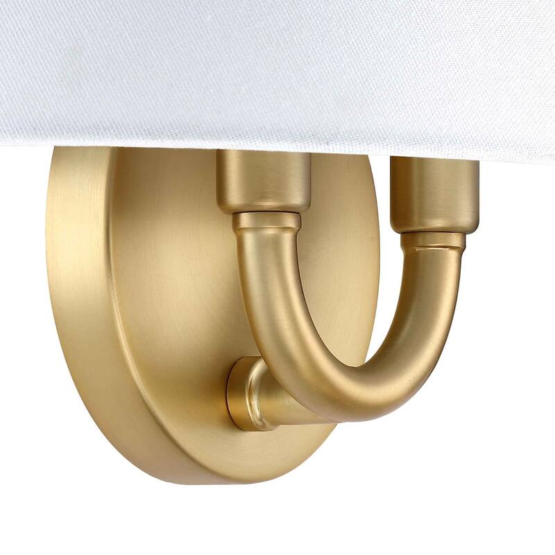 Shoal Modern Wall Light Fixture with Linen or Rattan Shade and Vintaged Brass Metal Base