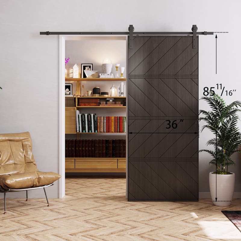 36" Width Barn Door MDF Wood and Metal With Hardware Kit