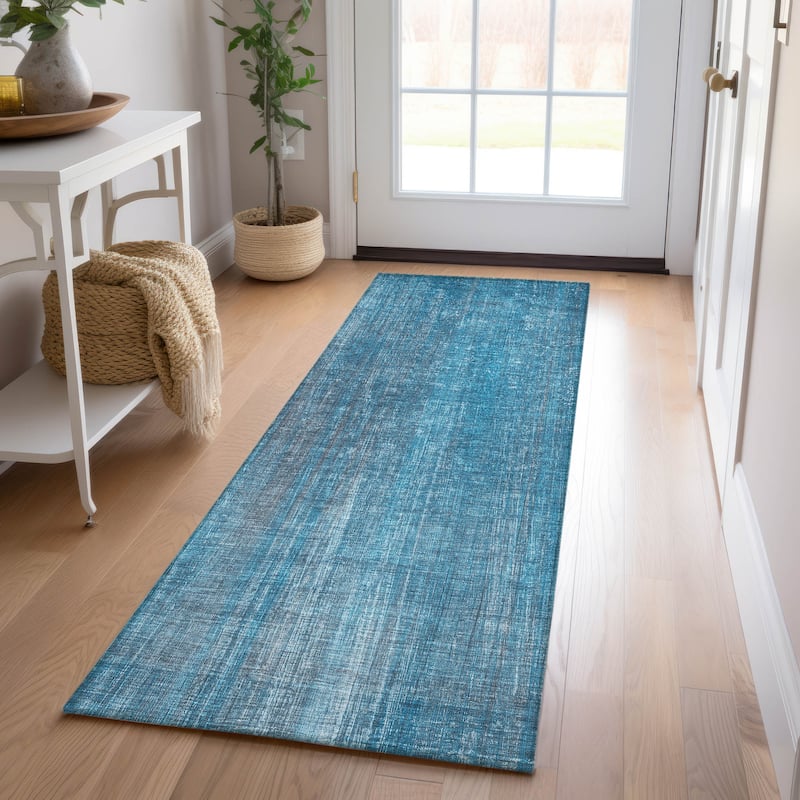 Machine Washable Indoor/ Outdoor Ombre Solid Chantille Rug