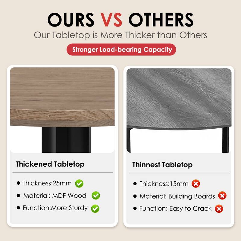 47.2" Solid Wood Round Dining Kitchen Table for 4-6 People with Intersecting Pedestal Base