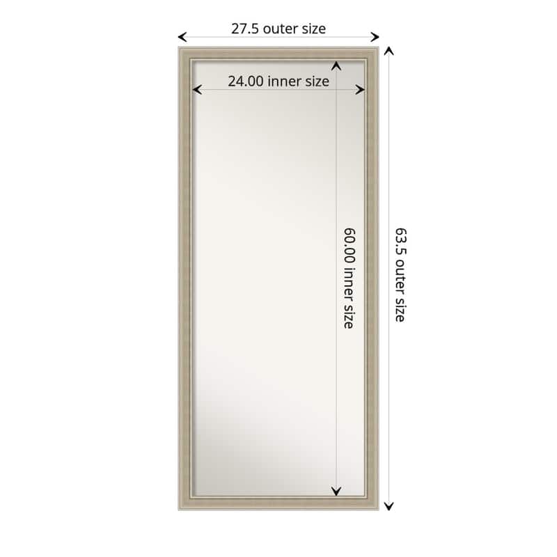 Mezzo Silver Non-Beveled Wood Framed Full-Length Floor Leaner Mirror - Mezzo Silver - Glass Size 24x60
