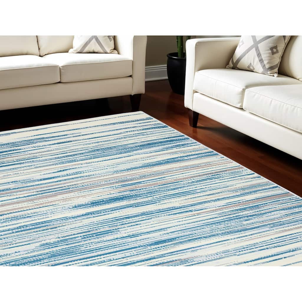 Power Loomed Abstract Modern Non Skid Stain Resistant Area Rug - 108' X '72' X '0.5