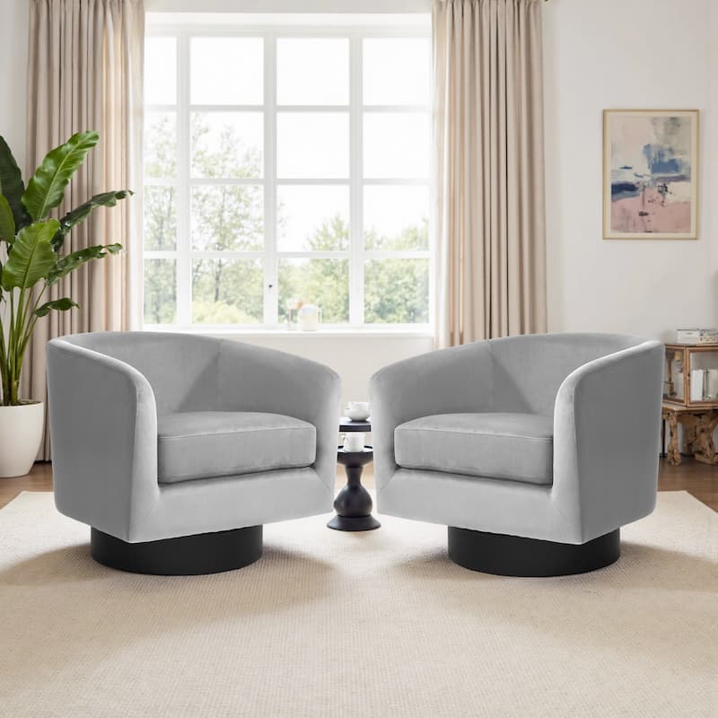 2 Set Modern Upholstered Swivel 360 Degree Accent Chair