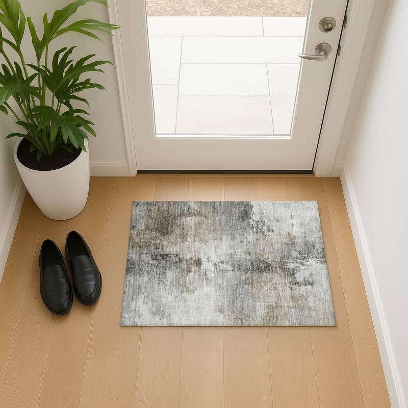 Premium Washable Super Soft Abstract Modern Mayfield Rug - Ivory - 1'8" x 2'6"