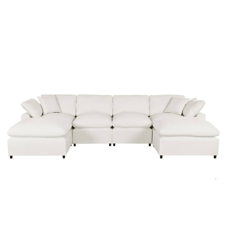 Merax Modern Large U-Shape Sectional Sofa, 2 Large Chaise with Removable Ottomans