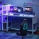 preview thumbnail 30 of 54, 61" Gaming Desk Computer Desk with LED Lights Storage Shelves and Side Bag Home Office Desk