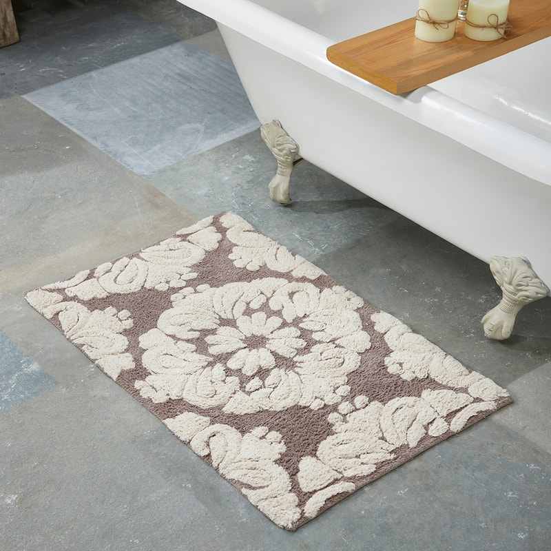Better Trends Medallion Collection 100% Cotton 3-Pc Set Bathroom Rugs-Soft & Super Absorbent, Non-Skid Latex, Machine Washable - 3 Piece Set (17" x 24" | 21" x 34" | 24" x 40") - Beige & Natural