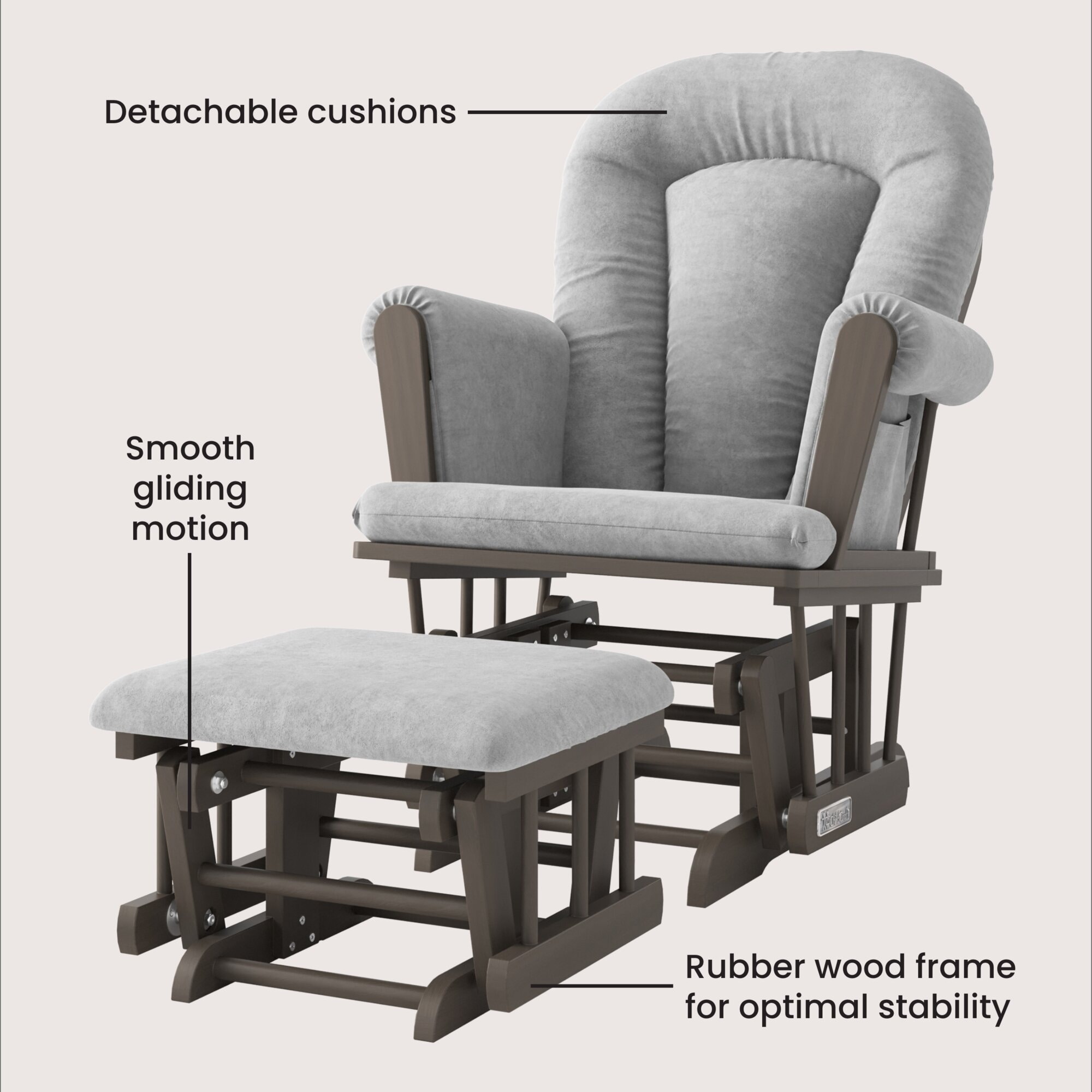 Cushions Matte White Tranquil Glider And Ottoman Child Craft