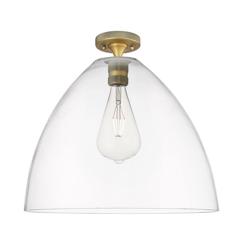 Innovations Lighting 434-1F-10-16 Crown Point Flush Dome Crown Point - Brushed Brass / Clear