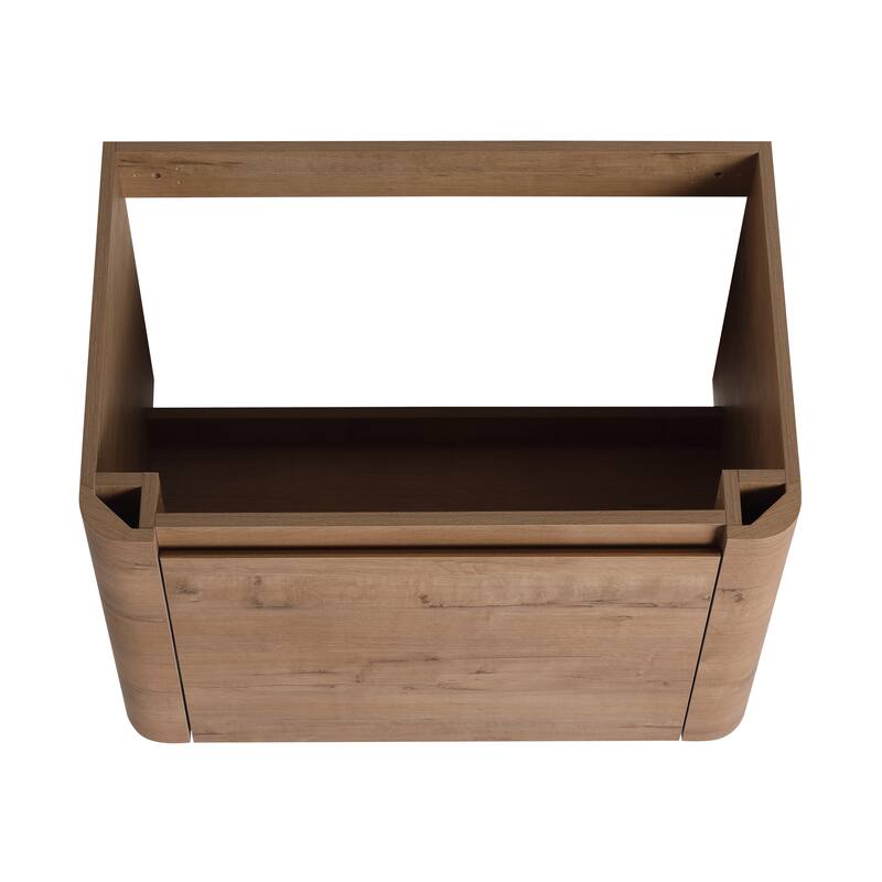 Wall-Mounted Bathroom Vanity with Ceramic Sink and Storage Shelves