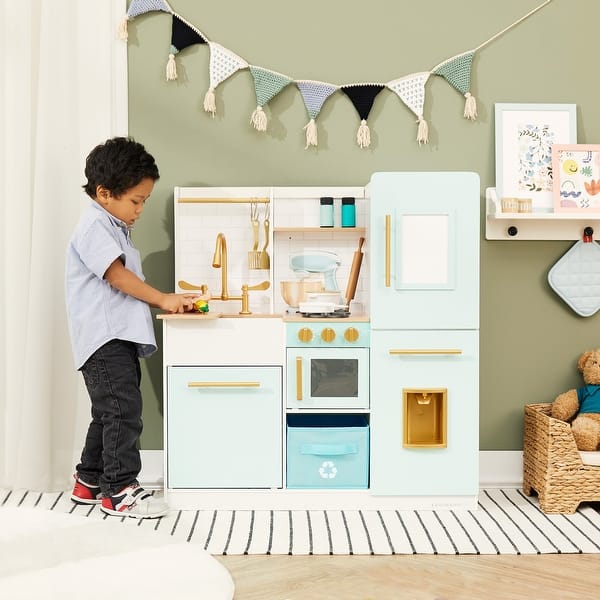 slide 2 of 15, Teamson Kids Little Chef Biscay Delight Kids Wooden Play Kitchen Blue