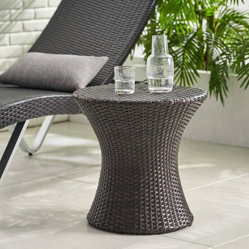 Adriana Outdoor Boho Wicker Accent Table by Christopher Knight Home - Brown