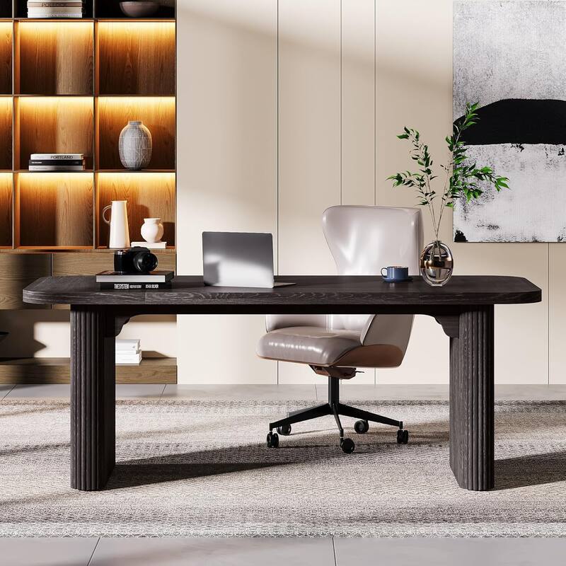 62-Inch Wood Rectangular Executive Desk Large Modern Conference Table for Home Office Boardroom