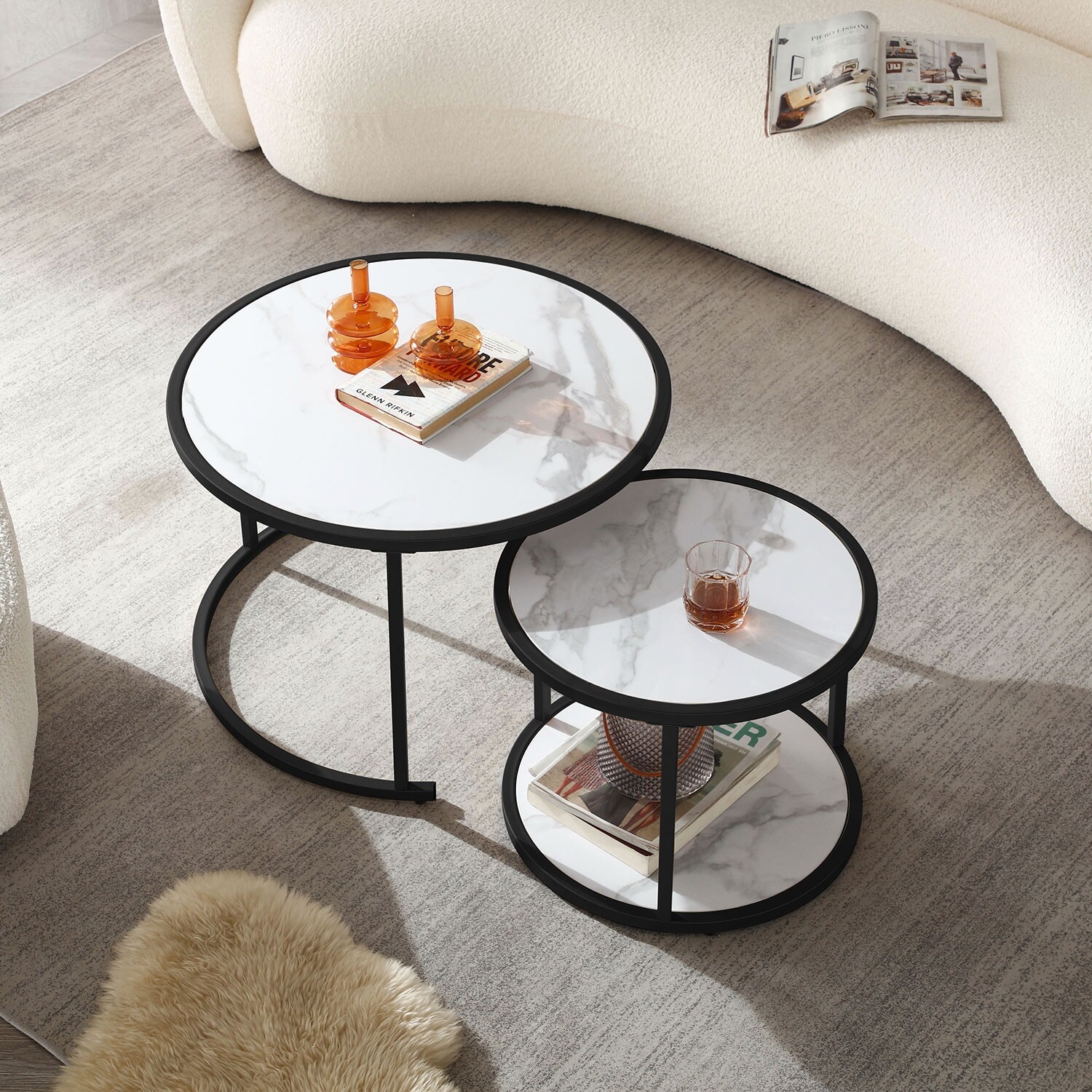 Marble nesting coffee tables set of 2 deals