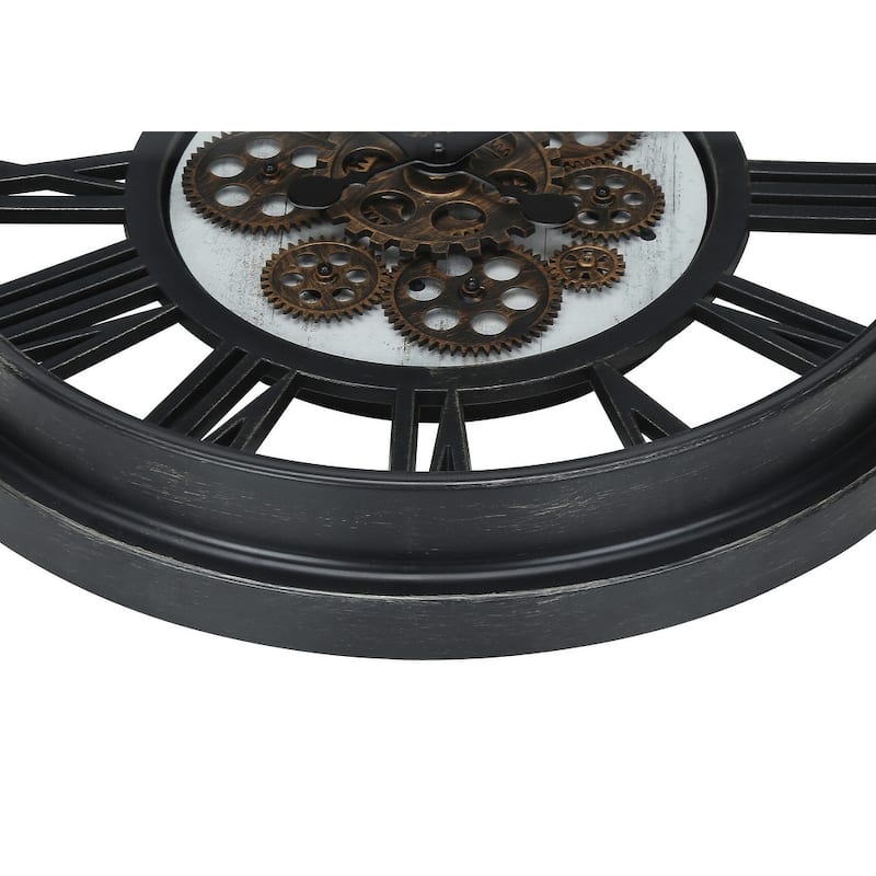 20 in with Gear Mechanism Black Wall Clock - 20 in