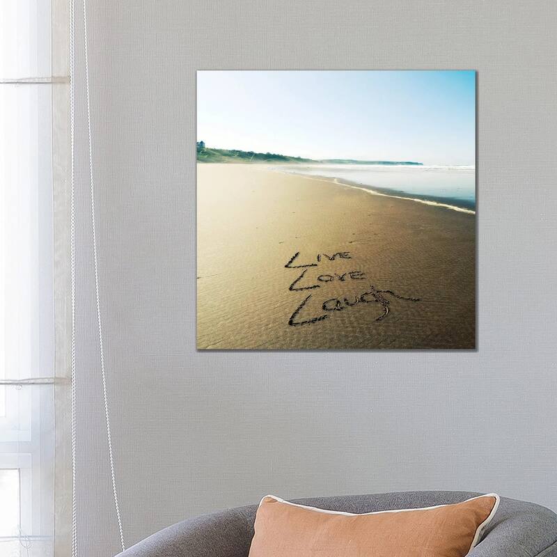 iCanvas "Beach Writing Live Love Laugh" by Tom Quartermaine Canvas Print - 26x26x1.5