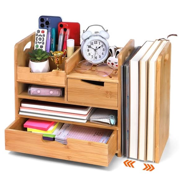 Bamboo Desk Organizer with Adjustable File Holder - Bed Bath & Beyond ...