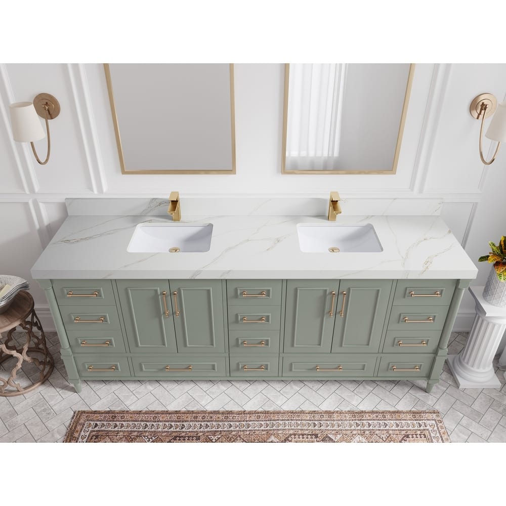 Willow Collections 84 in. W x 22 in. D Aberdeen Double Bowl Sink Bathroom Vanity with Countertop