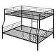 preview thumbnail 6 of 9, Minimalist Design Full XL Over Queen Metal Bunk Bed with Ladder,Streamlined Frame and Full Length Gridded Guardrails