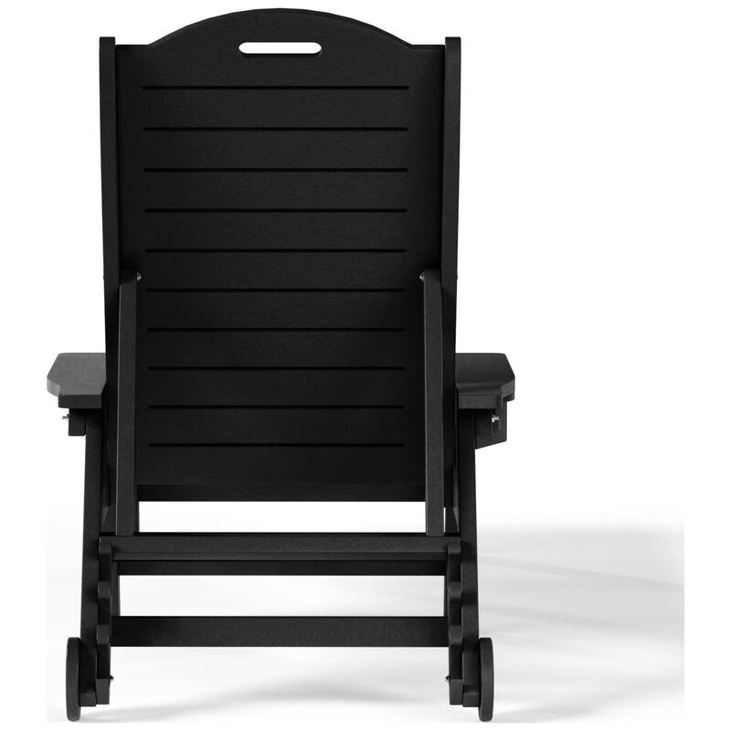 Brighton Outdoor Poly Reclining Chaise Lounge with Wheels & Cup Holder